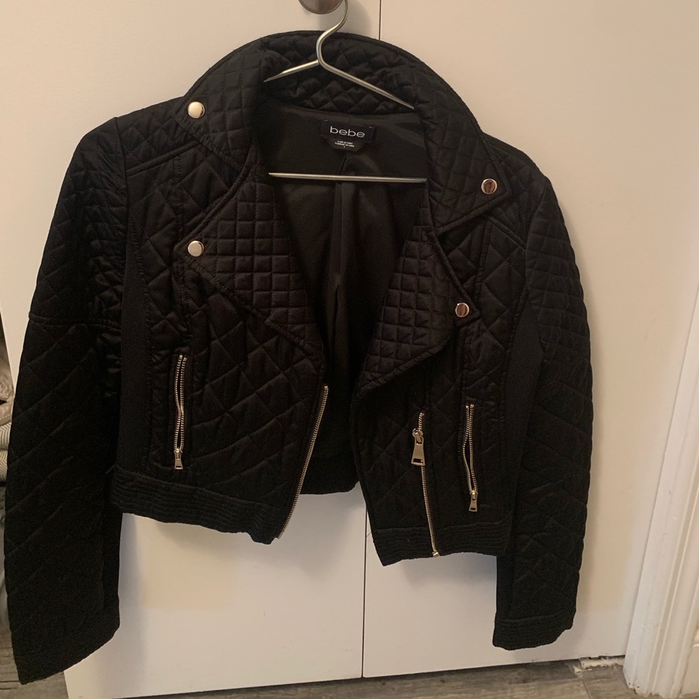 Bebe Quilted Black Jacket Size 6